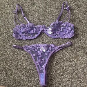 SHEIN Lavender Lace Bra Set